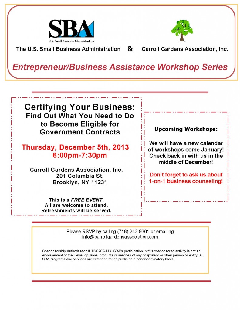 CGA SBA Workshop Series