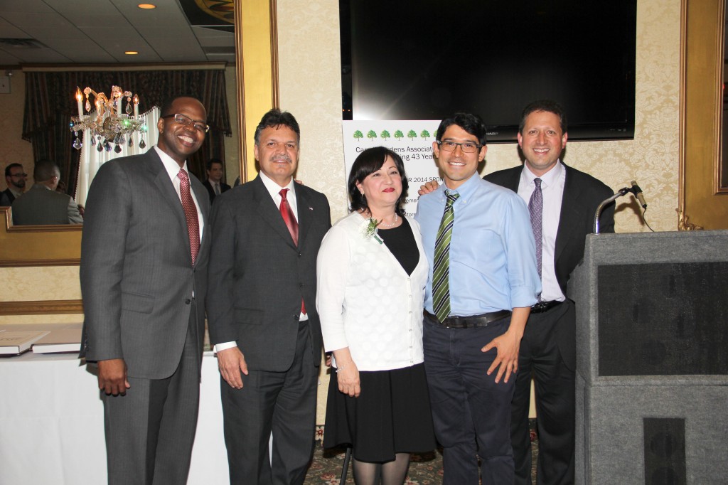 Left to right: Brooklyn DA Kenneth Thompson, Assemblyman Felix Ortiz, CGA Board President Cynthia Gonzalez, Councilman Carlos Menchaca, and Councilman Brad Lander